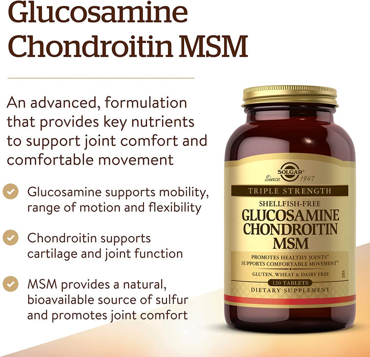 Solgar Triple Strength Glucosamine Chondroitin MSM (Shellfish-Free) 120 Tablets
