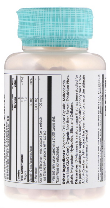 solaray-d-mannose-with-cranactin-cranberry-extract-120-vegetarian-capsules - Supplements-Natural & Organic Vitamins-Essentials4me
