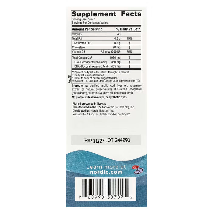 Nordic Naturals Baby's DHA, with Vitamin D3, 2 fl oz (60 ml)