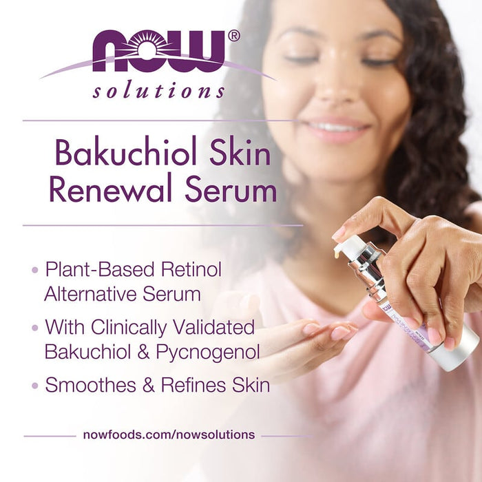 NOW Foods, Solutions, Bakuchiol Skin Renewal Serum, 1 fl oz (30 ml) Expiration Date 06/30/2024