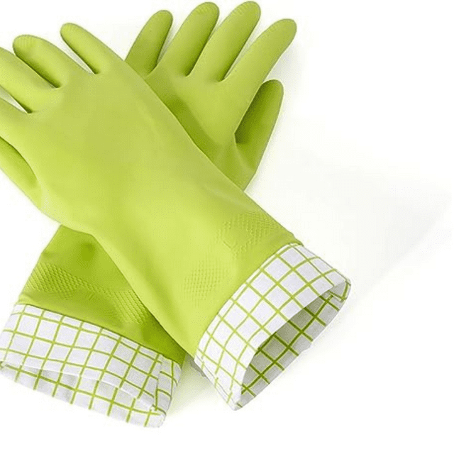 Full Circle Splash Patrol Natural Latex Soft Lined Cuffed Dish Washing Gloves - Green - Large - Pair