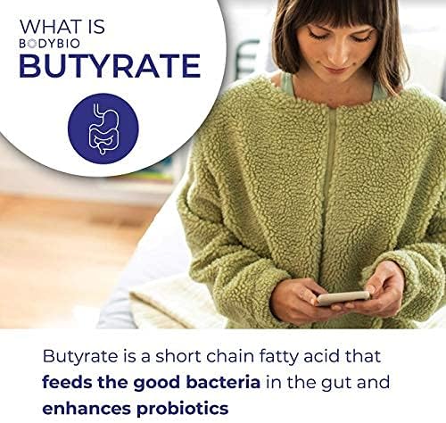 BodyBio Butyrate with Calcium & Magnesium - Supports Healthy Digestion, Gut & Microbiome - Leaky Gut Repair - Control Bloating - Fuel for Healthy Gut - 100 Capsules