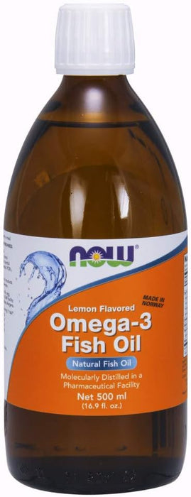 NOW Supplements, Omega-3 Fish Oil Liquid, Molecularly Distilled, Lemon Flavored, 16.9-Ounce - Expiration date 04/2024