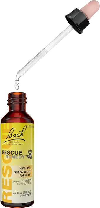Bach RESCUE Remedy PET Dropper 20mL, Natural Stress Relief, Calming for Dogs, Cats, & Other Pets, Homeopathic Flower Essence, Thunder, Fireworks & Travel, Separation, Sedative-Free