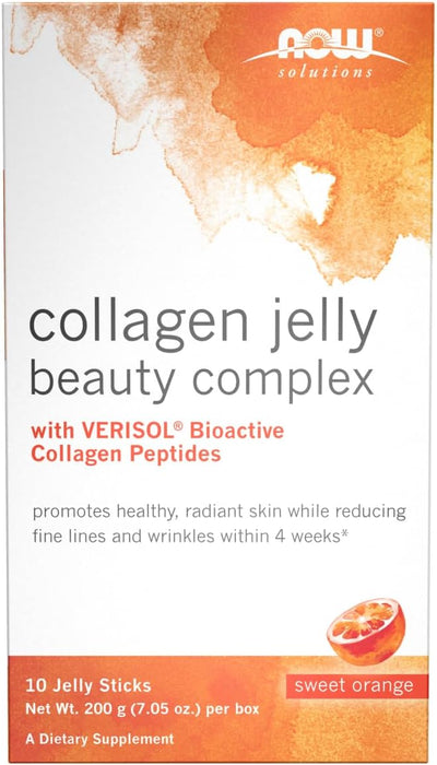 NOW Solutions, Collagen Jelly Beauty Complex, Sweet Orange Flavor, 10 Jelly Sticks (Expiration Date 07/31/2024)