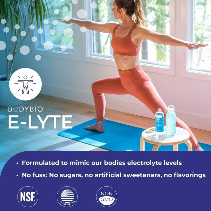 BodyBio Electrolytes for Hydration - 4 oz Concentrate No Sugar, No Calories, Keto Electrolytes, Dehydration Recovery w. Magnesium + Potassium + Sodium Relieves Cramps Elyte