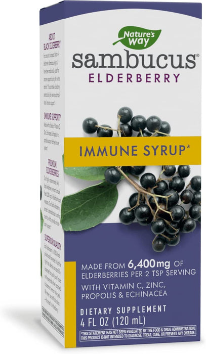 Nature's Way Sambucus Immune* Elderberry Syrup with Echinacea, Zinc & Vitamin C, 4 Oz