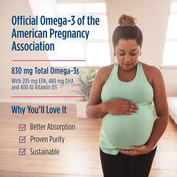 Nordic Naturals Prenatal DHA, Unflavored - 180 Soft Gels - 830 mg Omega-3 + 400 IU Vitamin D3 - Supports Brain Development in Babies During Pregnancy & Lactation - Non-GMO - 90 Servings