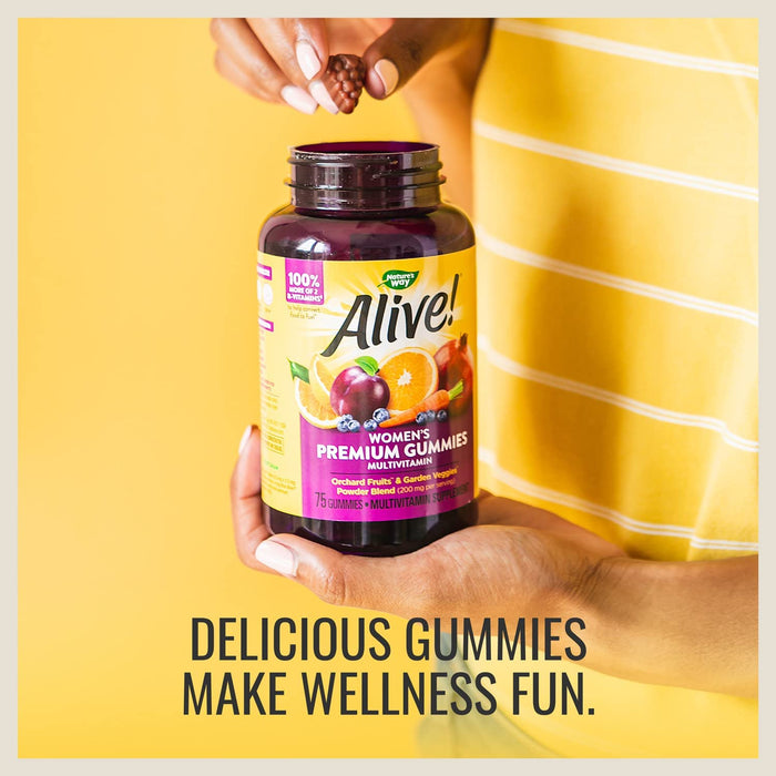 Nature's Way Alive! Premium Women Gummy Multivitamins, Essential Vitamins & Minerals, Supports Whole Body Wellness,* Vegetarian, Mixed Berry Flavored, 75 Gummies Expiry Date 5//2024