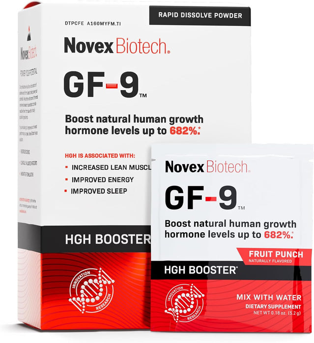 Novex Biotech GF-9 Rapid Dissolve Powder - Supplements for Men - Boost Critical Peptide That Supports Energy and Performance, 30 Servings, Fruit Punch Flavor