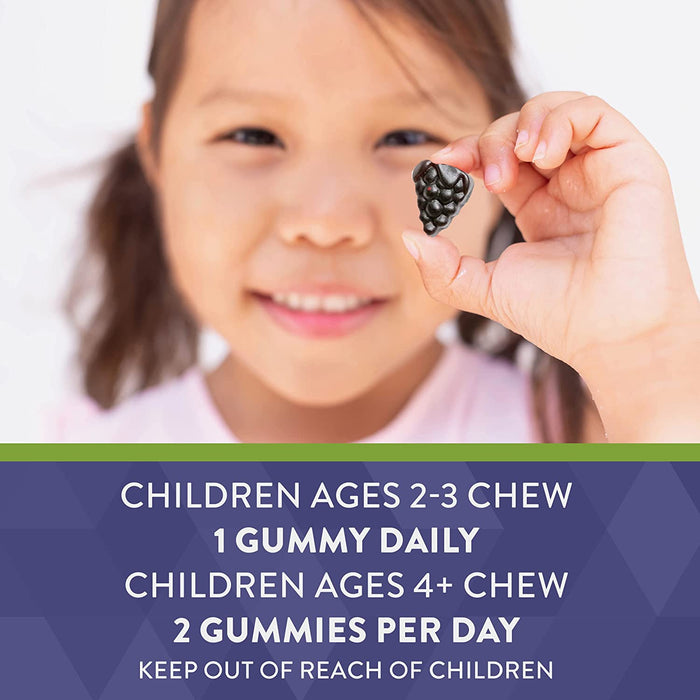Nature's Way Sambucus Elderberry Gummies for Kids, Immune Support Gummies, with Vitamin C and Zinc, Delicious Berry Flavor, 60 Gummies