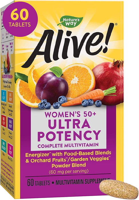 Nature's Way Alive! Women's 50+ Ultra Potency Complete Multivitamin, High Potency Formula, Supports Whole Body Wellness & Healthy Aging*, 60 Tablets