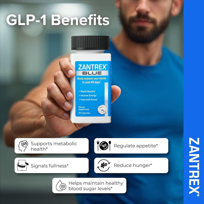 Zantrex Blue Energy & Thermogenesis Boost Energy | Weight Loss Supplement for Appetite Control, Increased Calorie Burn and Supports GLP-1 Levels | 60 Count