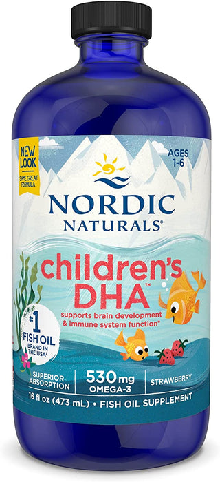 Nordic Naturals Children DHA, Strawberry - 16 oz for Kids - 530 mg Omega-3 with EPA & DHA - Brain Development & Function - Non-GMO - 192 Servings