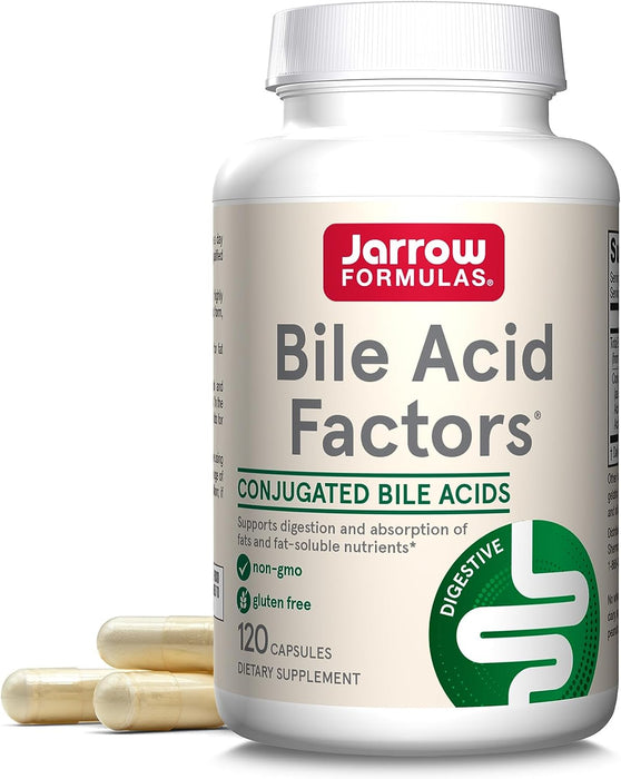 Jarrow Formulas Bile Acid Factors 1000 mg With Conjugated Bile Acids, Dietary Supplement for Digestion Support and Absorption of Fats & Fat-Soluble Nutrients, 120 Capsules, 30 Day Supply