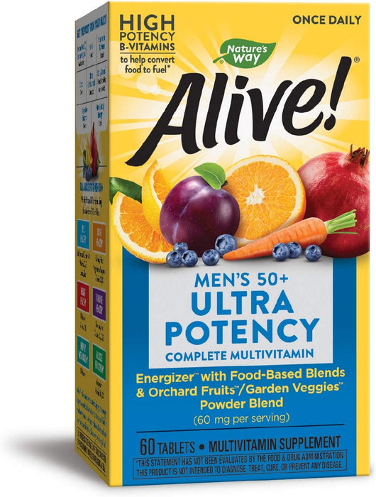 Nature's Way Alive Once Daily Men's 50 Plus Multi Ultra Potency Tablets, 60 Count