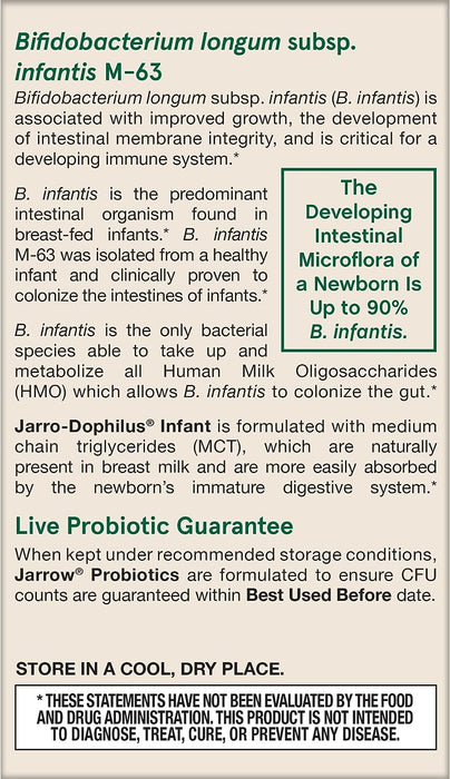 Jarrow Formulas, Vegan Jarro-Dophilus Infant, Liquid Probiotic, 1 Billion CFU, 0.51 fl oz (15 ml) (expiry date 10/24)