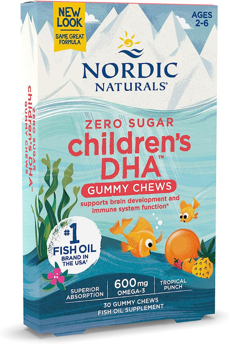Nordic Naturals Children DHA Gummies, Tropical Punch - 30 Gummies for Kids - 600 mg Total Omega-3s with EPA & DHA - Brain Development, Learning, Healthy Immunity - Non-GMO - 30 Servings