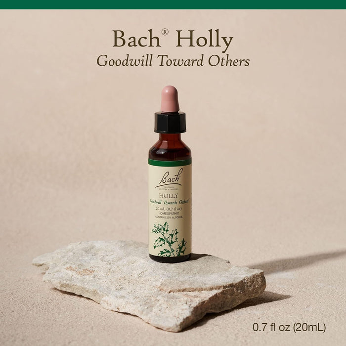 Bach Original Flower Remedies, Holly for Goodwill Towards Others, Natural Homeopathic Flower Essence, Holistic Wellness and Stress Relief, Vegan, 20mL Dropper