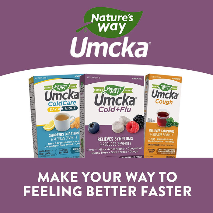 Nature's Way Umcka Cold+Flu Multi-Action Non-Drowsy, Berry Flavored, 20 Chewables
