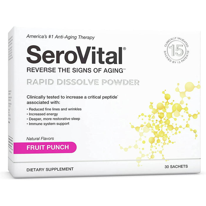 SeroVital Rapid Dissolve Powder - Anti-Aging Supplement for Men and Women, 30 Ct, Fruit Punch