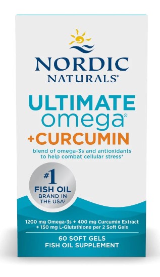 Nordic Naturals Omega Curcumin, Lemon - 60 Soft Gels - 1200 mg Omega-3 + 400 mg Optimized Curcumin - Combats Cellular Stress - Non-GMO - 30 Servings