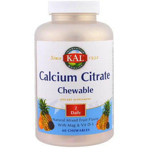 kal-calcium-citrate-chewable-natural-mixed-fruit-flavor-60-chewables - Supplements-Natural & Organic Vitamins-Essentials4me