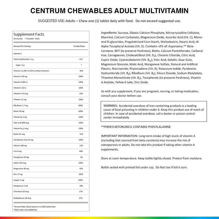 centrum-adults-multivitamin-and-multimineral-supplement-orange-100-chewable-tablets - Supplements-Natural & Organic Vitamins-Essentials4me