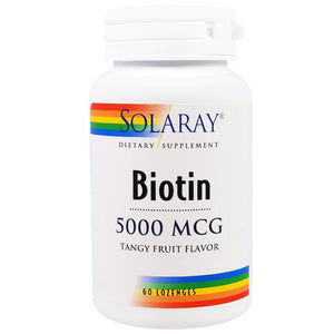 solaray-biotin-tangy-fruit-flavor-5000-mcg-60-lozenges - Supplements-Natural & Organic Vitamins-Essentials4me