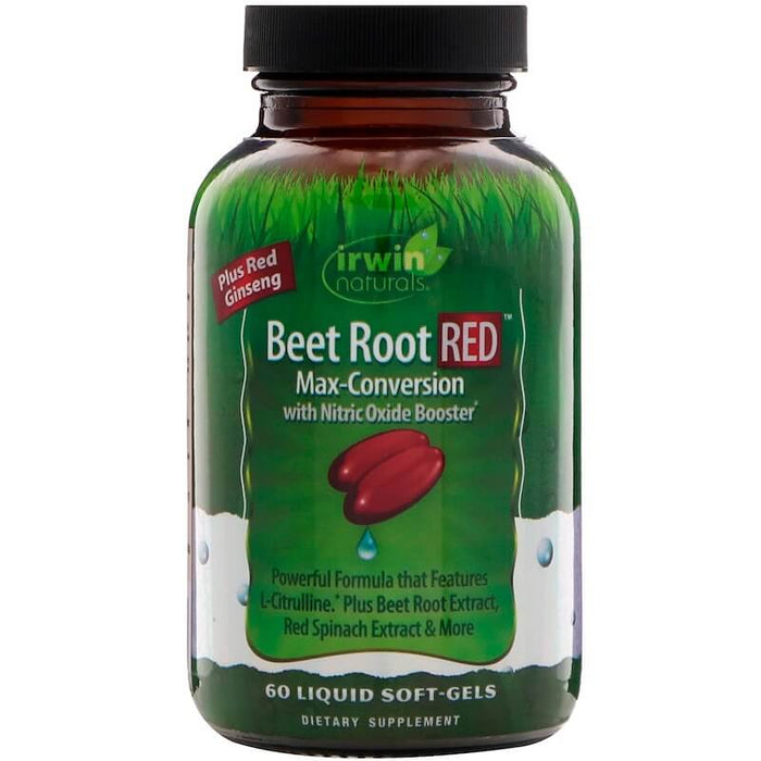 irwin-naturals-beet-root-red-max-conversion-with-nitric-oxide-booster-60-liquid-soft-gels - Supplements-Natural & Organic Vitamins-Essentials4me