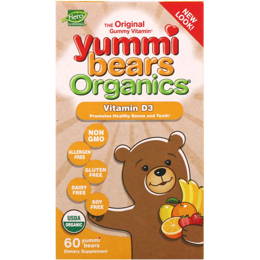 hero-nutritional-products-yummi-bears-organics-vitamin-d3-60-yummi-bears - Supplements-Natural & Organic Vitamins-Essentials4me