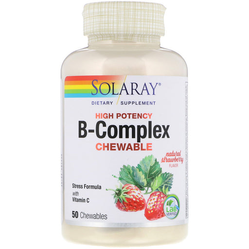 solaray-high-potency-b-complex-chewable-natural-strawberry-flavor-50-chewables - Supplements-Natural & Organic Vitamins-Essentials4me