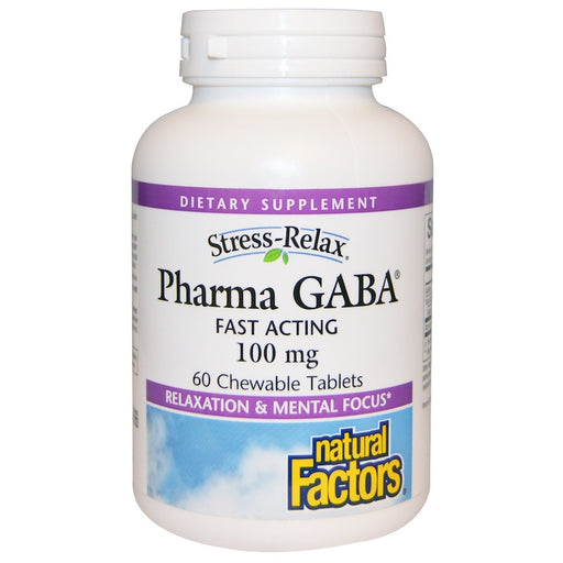 natural-factors-stress-relax-pharma-gaba-100-mg-60-chewable-tablets - Supplements-Natural & Organic Vitamins-Essentials4me