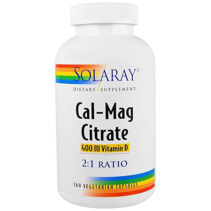solaray-cal-mag-citrate-400-iu-vitamin-d-360-vegetarian-capsules - Supplements-Natural & Organic Vitamins-Essentials4me