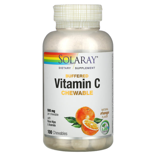 solaray-vitamin-c-chewable-natural-orange-flavor-500-mg-100-wafers - Supplements-Natural & Organic Vitamins-Essentials4me