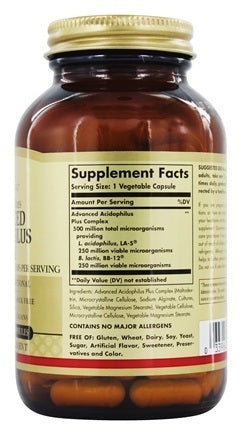 solgar-advanced-acidophilus-plus-120-vegetable-capsules - Supplements-Natural & Organic Vitamins-Essentials4me