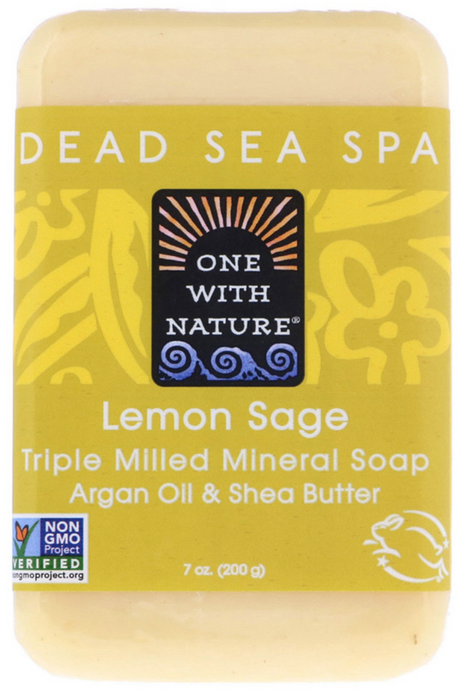one-with-nature-triple-milled-mineral-soap-bar-lemon-sage-7-oz-200-g - Supplements-Natural & Organic Vitamins-Essentials4me