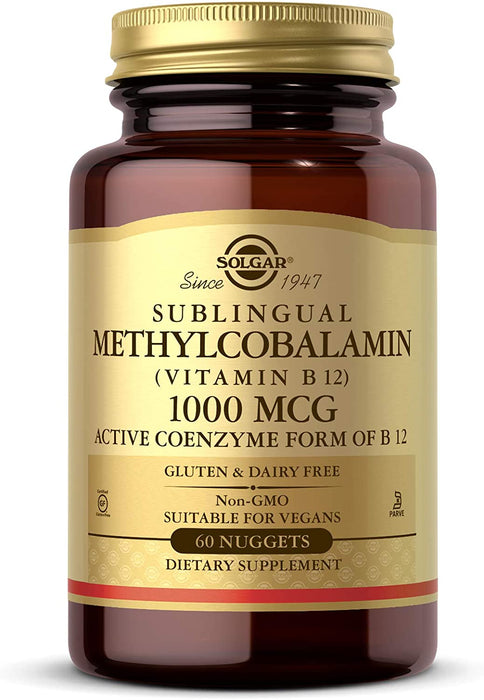 solgar-methylcobalamin-vitamin-b12-1000-mcg-60-nugget - Supplements-Natural & Organic Vitamins-Essentials4me