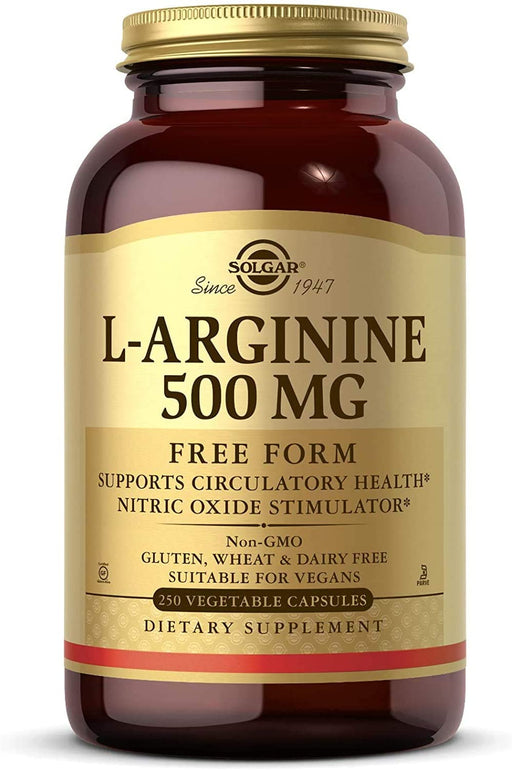 solgar-l-arginine-500-mg-250-vegetable-capsules - Supplements-Natural & Organic Vitamins-Essentials4me