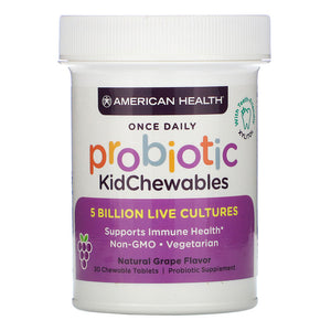american-health-probiotic-kidchewables-natural-grape-flavor-30-chewable-tablets - Supplements-Natural & Organic Vitamins-Essentials4me