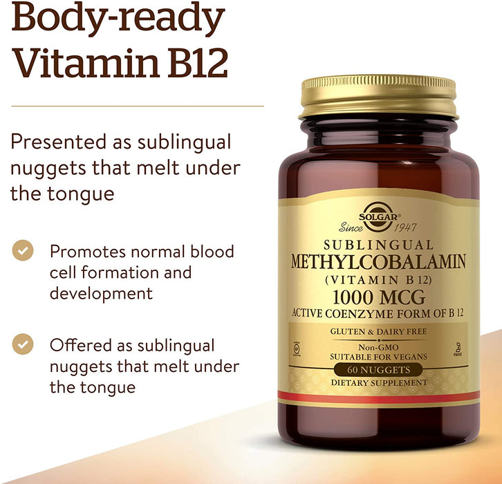 solgar-methylcobalamin-vitamin-b12-1000-mcg-60-nugget - Supplements-Natural & Organic Vitamins-Essentials4me