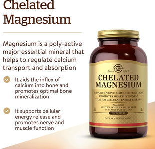 solgar-chelated-magnesium-250-tablets - Supplements-Natural & Organic Vitamins-Essentials4me