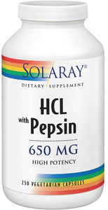 solaray-hcl-with-pepsin-650-mg-250-vegetarian-capsules - Supplements-Natural & Organic Vitamins-Essentials4me
