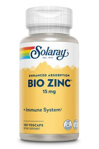 solaray-bio-zinc-15-mg-100-vegcaps - Supplements-Natural & Organic Vitamins-Essentials4me
