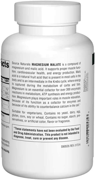 Source Naturals Magnesium Malate 3750 mg per Serving - For Energy Production - 360 Tablets