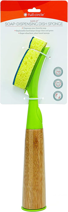 Full Circle Suds Up Soap Dispensing Dish Sponge with Bamboo Handle, 3 oz