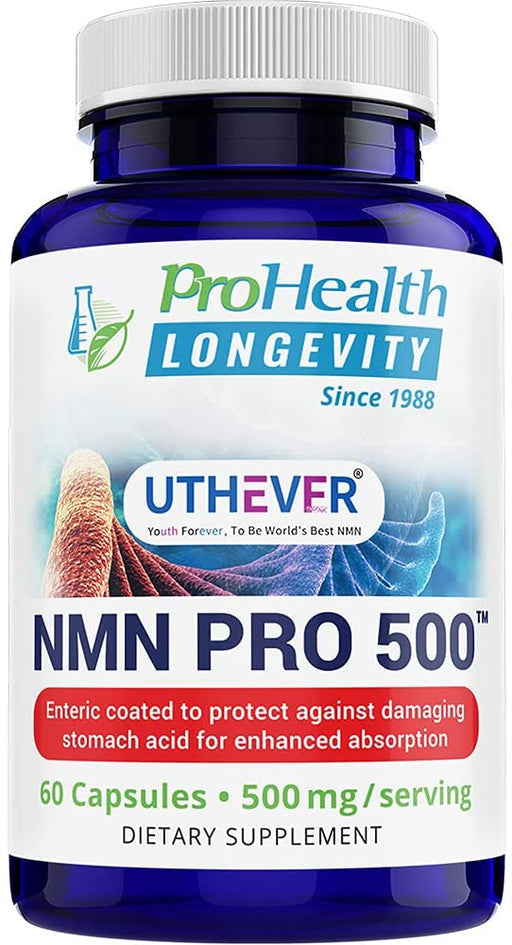 prohealth-longevity-nmn-pro-500-enhanced-absorption-uthever-brand-world-s-most-trusted-ultra-pure-stabilized-pharmaceutical-grade-nmn-to-boost-nad-60-capsules-500-mg-per-2-capsule-serving - Supplements-Natural & Organic Vitamins-Essentials4me