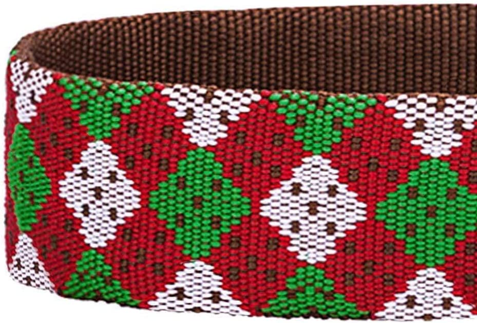 Blueberry Pet Christmas Party Fair Isle Style Adjustable Dog Collar with Detachable Bow Tie, Large, Neck 18"-26"