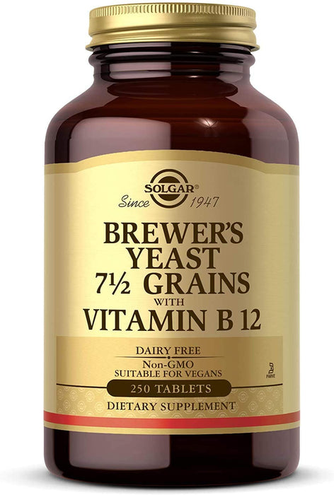 solgar-brewers-yeast-7-1-2-grains-with-vitamin-b12-250-tablets - Supplements-Natural & Organic Vitamins-Essentials4me