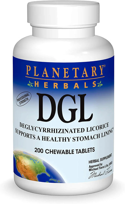 Planetary Herbals DGL Deglycyrrhizinated Licorice, Supports a Healthy Stomach Lining,200 Tablets